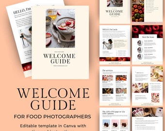 Food Photography Welcome Guide - Fully Customizable Canva Template | Photographer Client Guide | Magazine Template | Canva Template