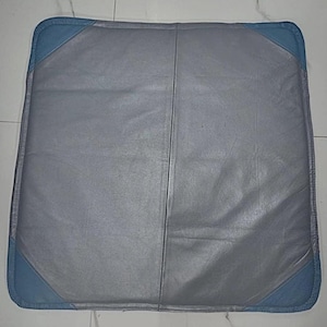 Lambskin Leather Chair Pad GREY & BLUE Color | Round Edge Dinning Stool Seat Pad with Ties | SQUARE Chair Pad | Home Décor Leather Chair Pad
