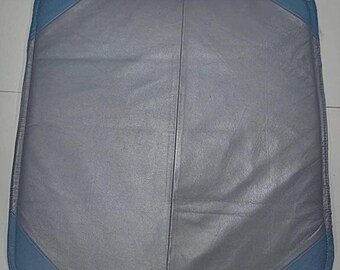 Lambskin Leather Chair Pad GREY & BLUE Color | Round Edge Dinning Stool Seat Pad with Ties | SQUARE Chair Pad | Home Décor Leather Chair Pad
