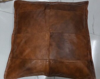 Noorani Lambskin Leather Pillow Cover / SQUARE Soft ANIQUE Brown Cushion Cover / DECORATIVE Throw Covers per soggiorno e camera da letto / Regalo