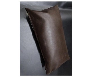 Rectangle Pillow Cover, RECTANGLE Leather Cushion Cover, Leather Lumbar Pillow, Lounge Collection Pillow Decorative Throw Pillow Cover BROWN