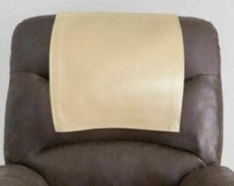Genuine Lambskin Leather Recliner Chair HEADREST Cover, Furniture Protector, Loveseat Cover, Leather Recliner SLIPCOVER Cream - Beige