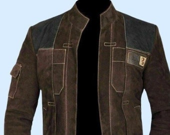 Noorani Mens Suede Leather Jacket Brown | Slim Fit  Han Solo Celebrity Suede Jacket | Western Style Cowboy Suede Movie Jacket Brown & Blue