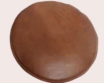 Noorani Lambskin Leather ROUND TAN CHAIR Pad |Round Shape Chair Pad | Dining Seat Pad for Home and Office | Housewarming Gifts |Living Décor