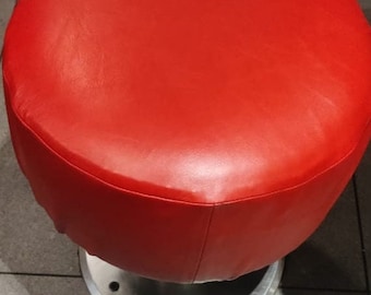 Noorani Leather RED Bar STOOL Cover | Elastic Patio Bistro Stool Cover |Round Shape Replacement Leather Footstool Cover |Easy Installation |