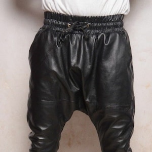 Noorani Mens BLACK Leather PANT | Lambskin Leather Slim Fit JOGGING Leather Pant | Pure Leather Motorcycle Trouser | Rocker Wear Jogger Pant