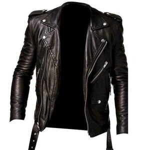 Mens Black Leather Biker Jacket | Motorcycle Jacket | Lambskin Leather Café Racer | Riding Biker Leather Jacket | Special Gift For Him |