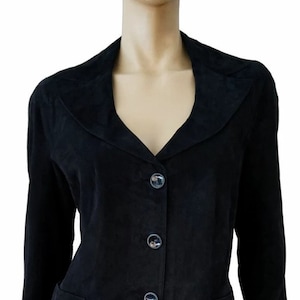 Blazer de gamuza negra para mujer de Noorani / Blazer formal de piel de gamuza hecho a mano / Blazer de piel de gamuza suave / Blazer de gamuza de celebridad - Negro