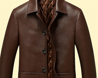 Noorani  Men's BROWN Leather Blazer | Handmade Men's Formal Leather Blazer | Leather Coat For Men | Long Sleeves Suit Coat