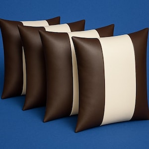 Lambskin Leather Cushion Cover | Brown WHITE SQUARE Pillow Cover | Decorative Leather Pillow Cover HOUSEWARMING | Modern Leather Pillows