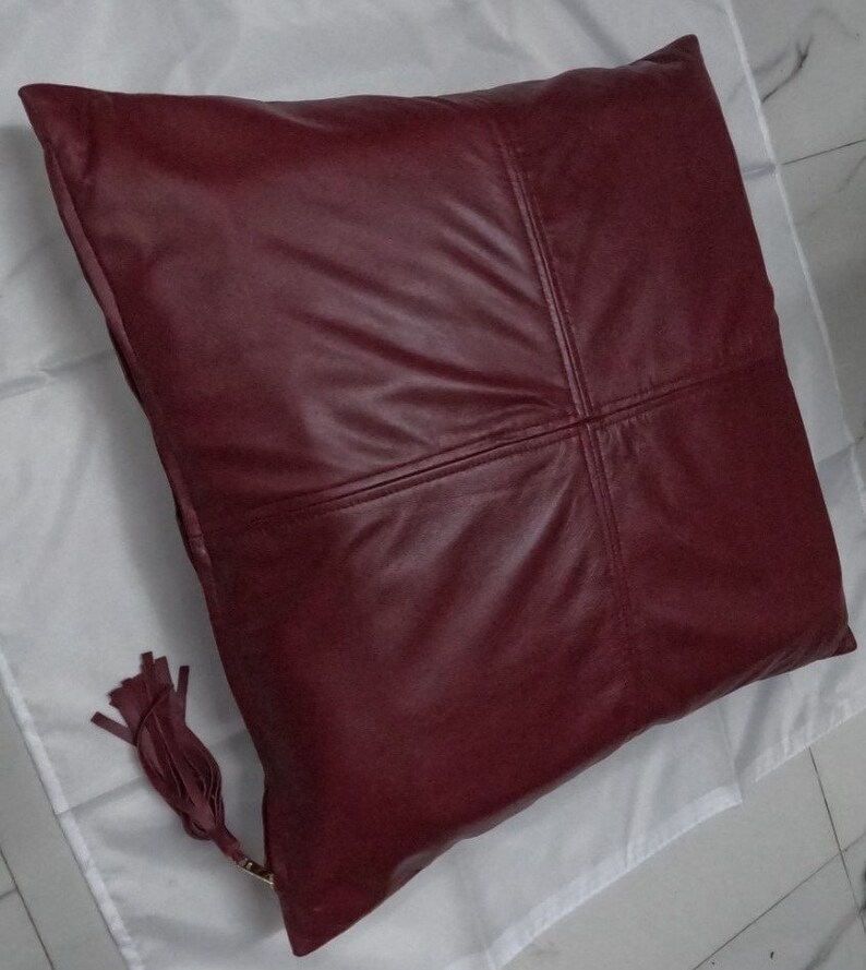 Lambskin LEATHER PILLOW Cover Vine Red Leather Square Etsy
