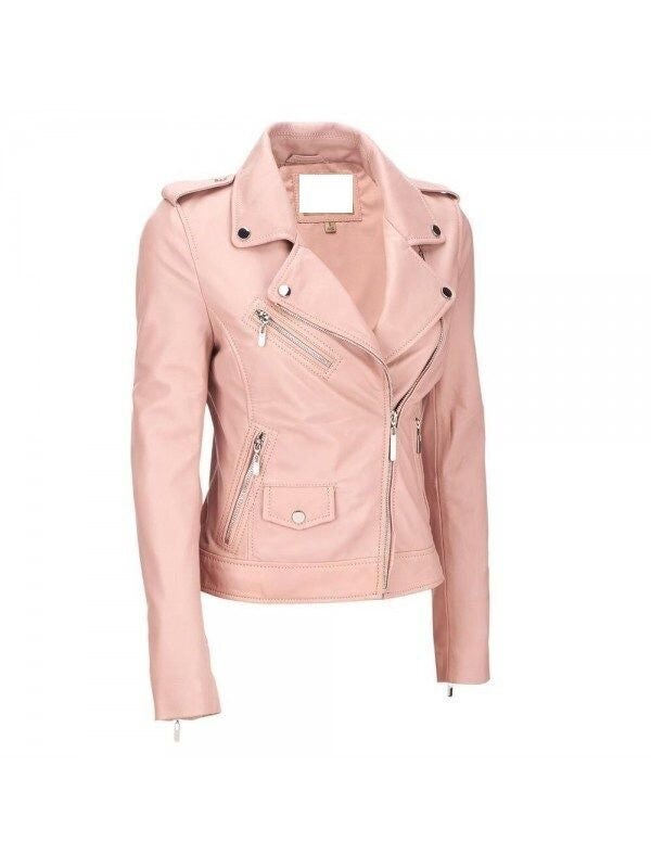 Ladies pink biker jacket clearance