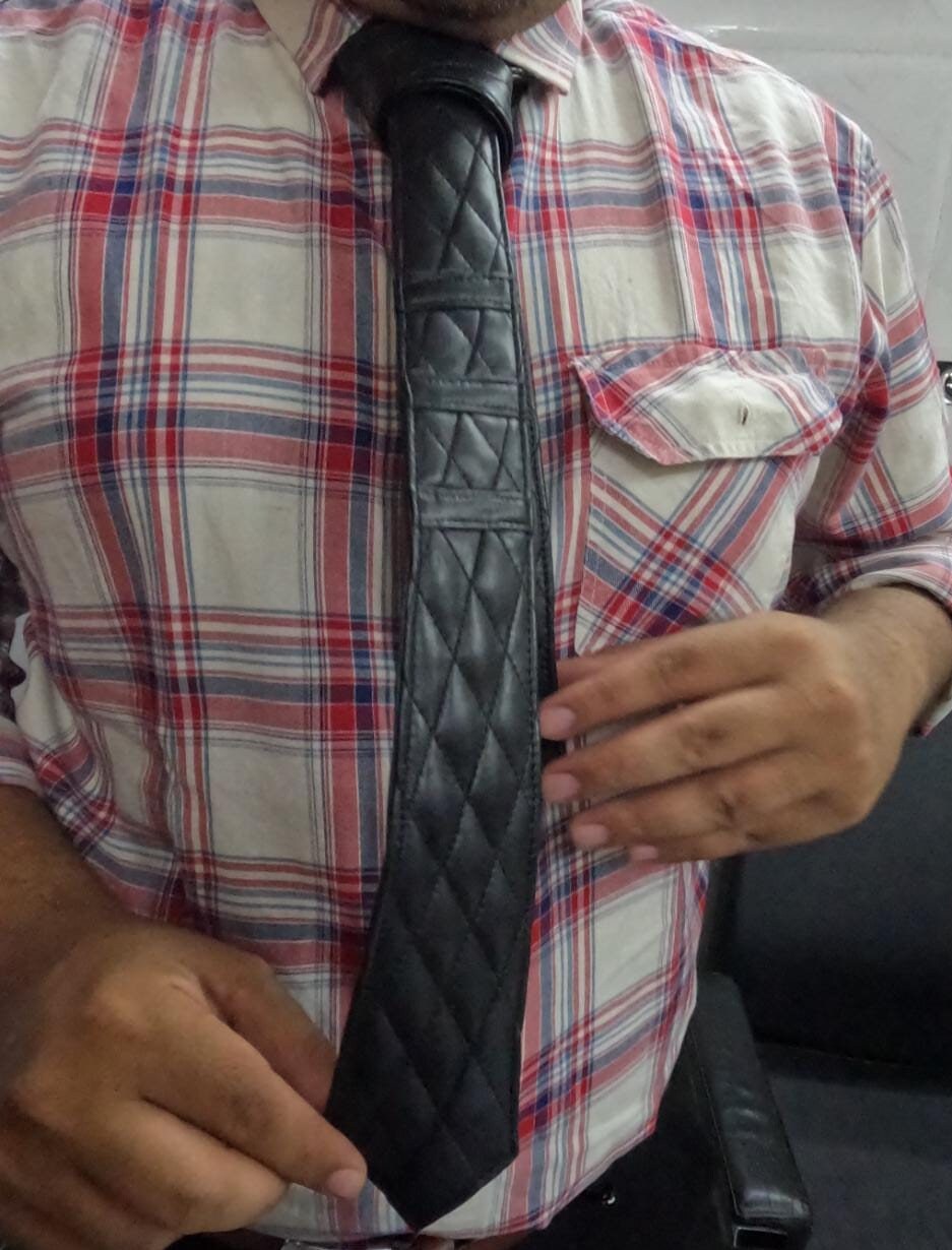 mens leather necktie