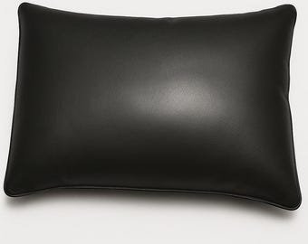 Lambskin Leather Cushion Cover Soft BLACK | RECTANGLE Housewarming Pillow Case Cover Black | Decorative Throw Cover for living Room & Bed