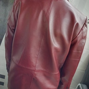 Noorani Mens Leather Blazer | Blood RED FORMAL Blazer, Western MEETING Party Blazer | Slim Fit Leather Coat | Gift For Winter, Christmas image 4