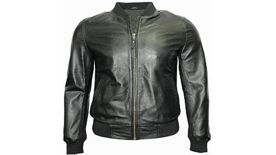 Men BLACK BOMBER Leather Jacket | Windbreaker Biker Leather