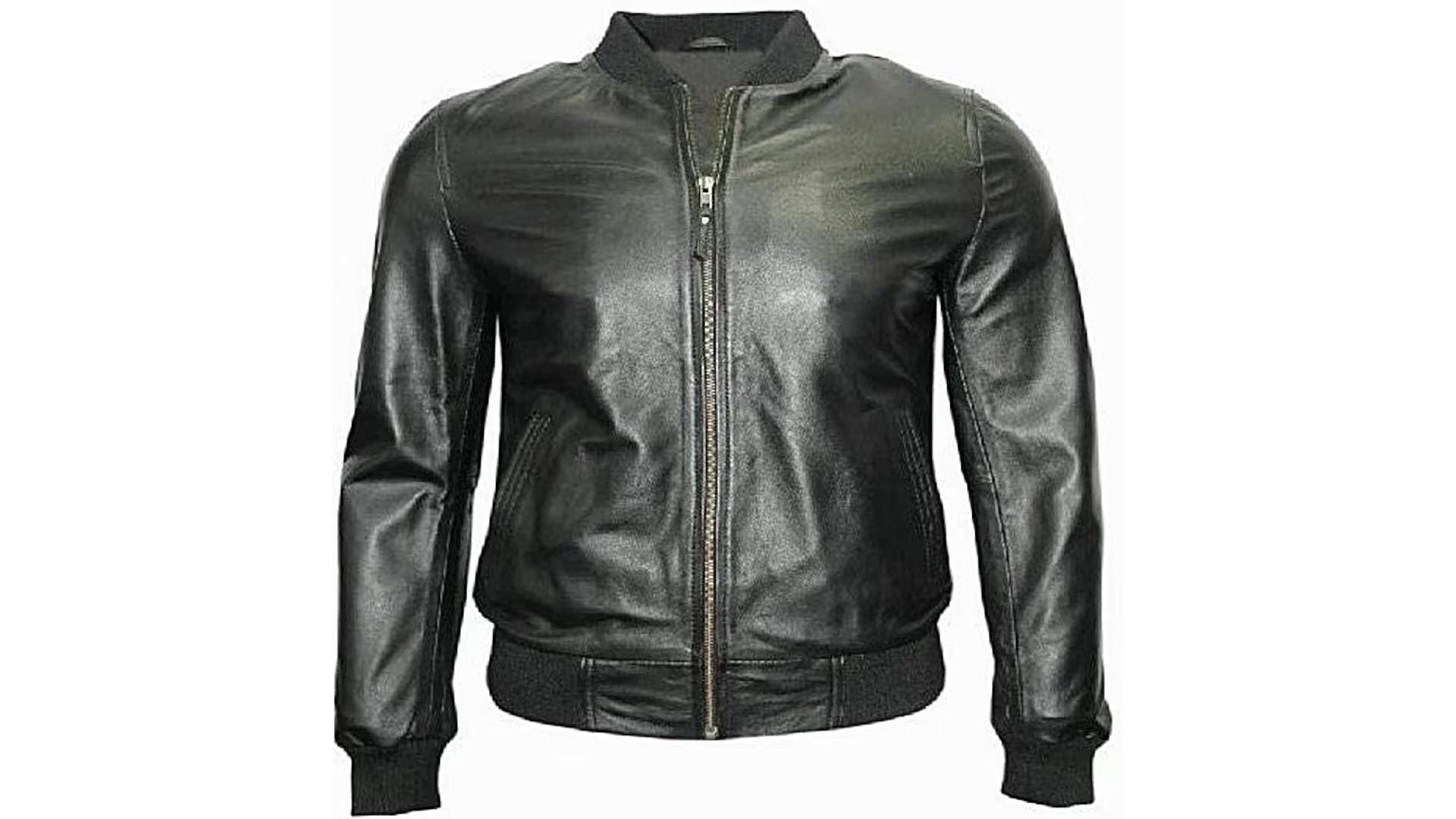 80s Boxy Genuine Leather Brown Men's Bomber Jacket . Vintage