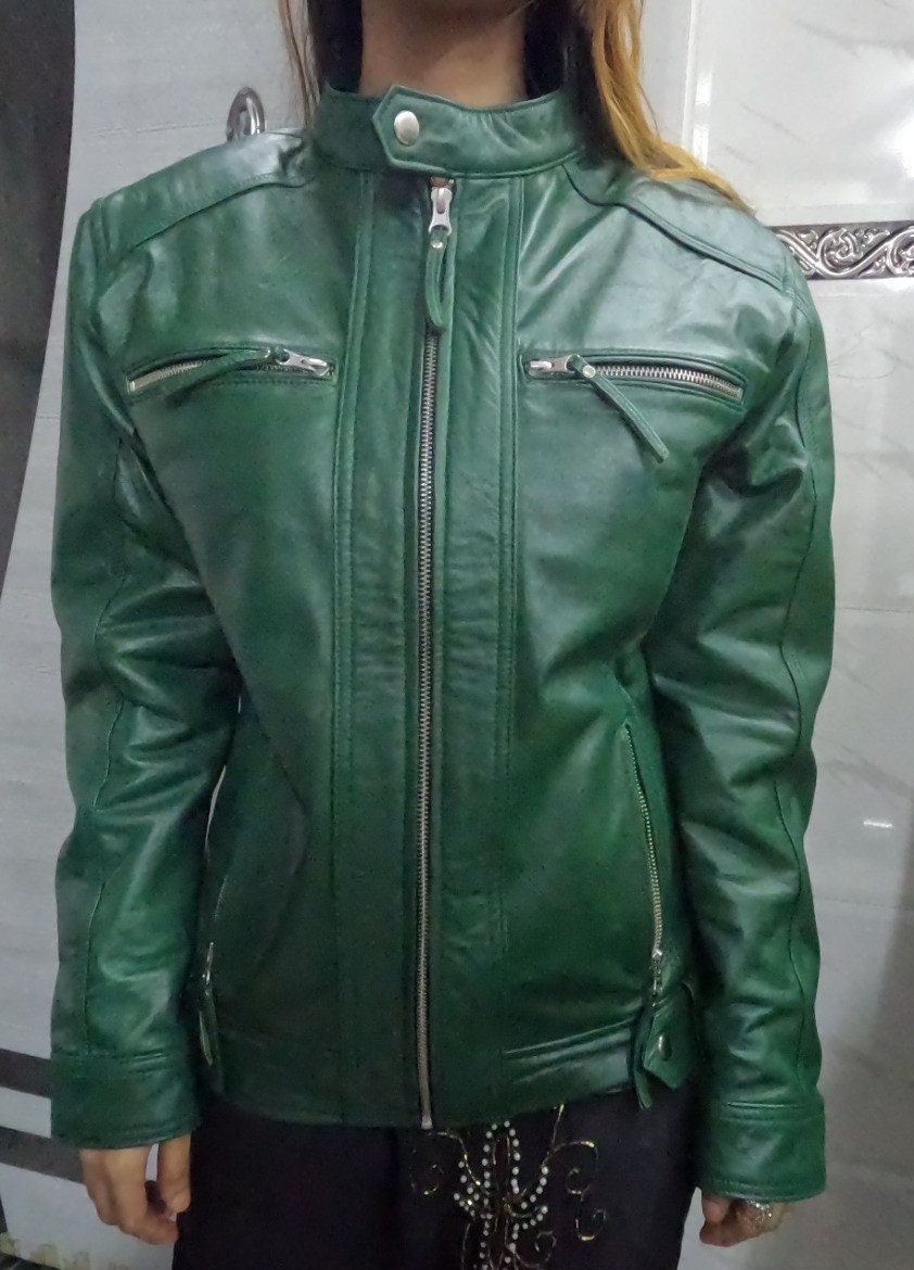 Inc green leather jacket hot sale