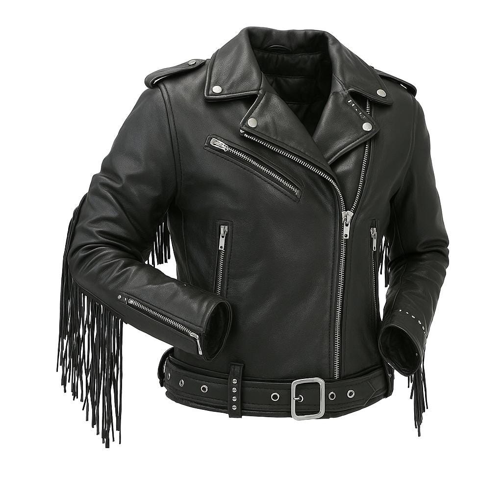 Mens Genuine Lambskin Black FRINGE Leather Jacket, Stylish