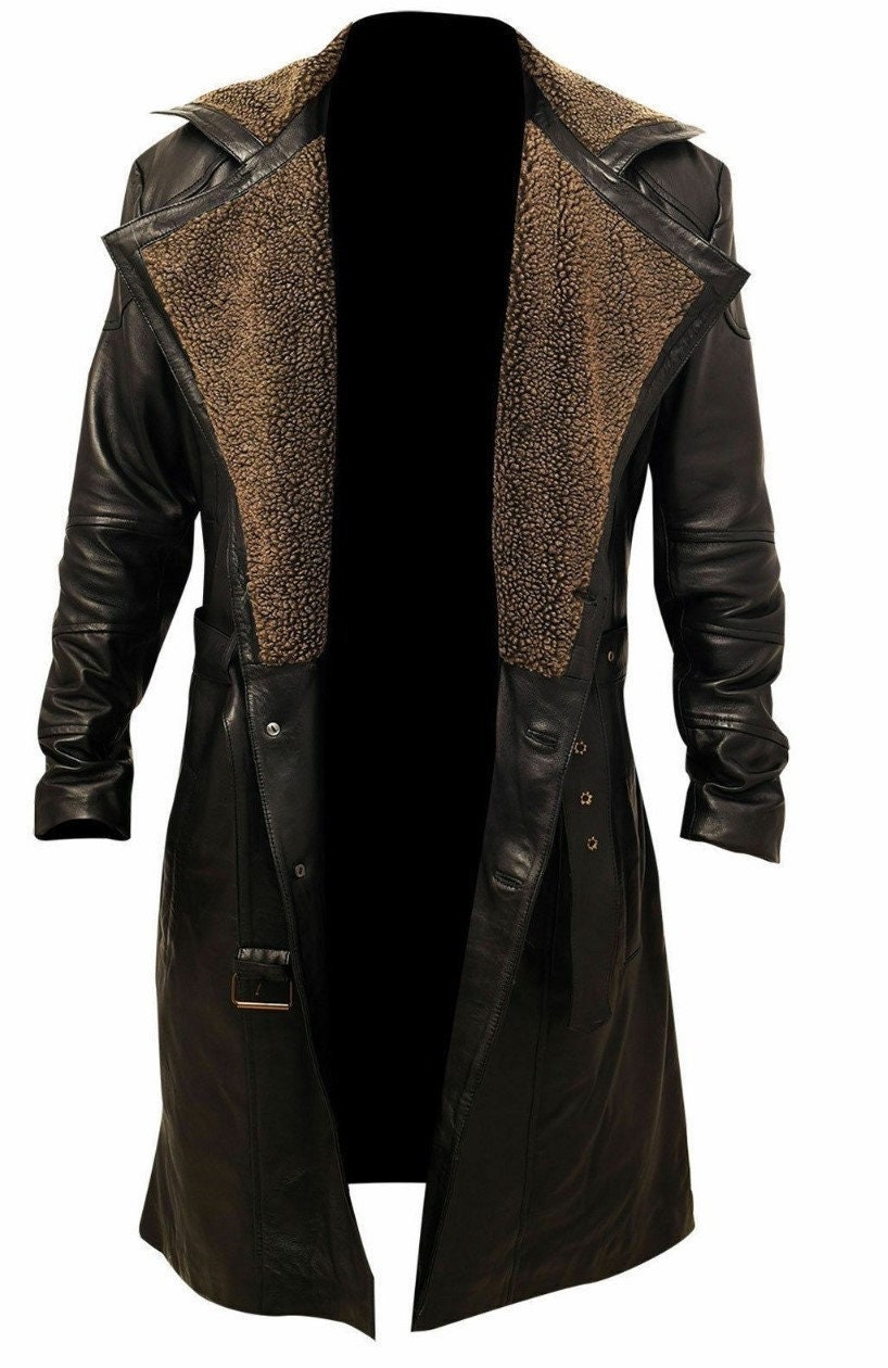 Men s Leather and Fur Trench Etsy Singapore