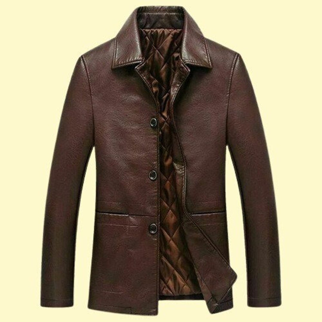 Noorani Men's BROWN Leather Blazer Handmade Men's Formal Leather Blazer ...