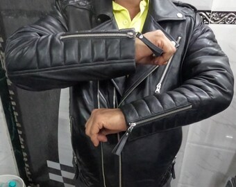 D'Arienzo Lederjacke Herren Echtleder Schwarz Italienisch Gesteppt Lederfarben Biker Leder Lammleder Jacke Motorrad U411 Schwarz/50