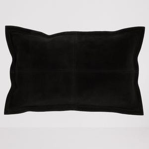 Lambskin SUEDE CUSHION Cover | Rectangle Pillow Cover | Rectangle Leather Pillow Cover For Decorative Home & Living Throw Cover  - Black