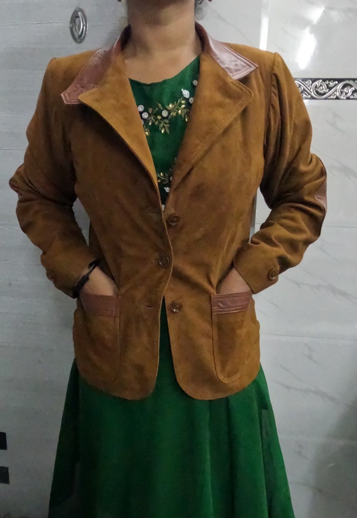 Noorani Womens BROWN SUEDE Blazer Stylish FORMAL Suede Etsy