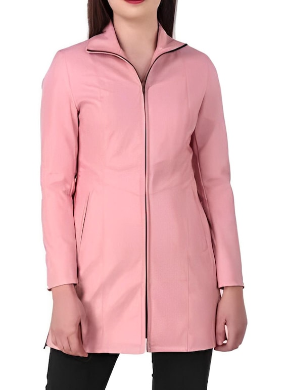 LEATHER RETAIL Full Sleeves Biker Jacket For Women (Pink, XS)