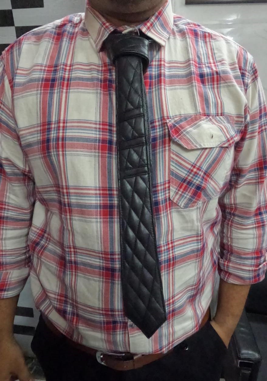 mens leather necktie