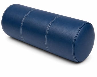 BLUE Lambskin Leather BOLSTER Pillow Cover, Stylish SCATTER Round Cushion Cover, Yoga Neck Roll Cover, Long Cylindrical Tube Bolster Cushion