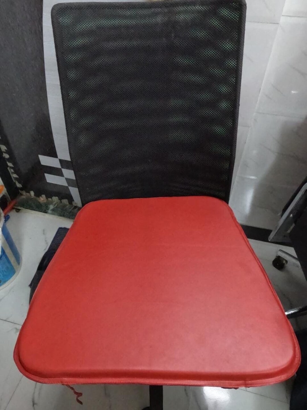 Red Leather Chair Pad ROUND Edge Dinning Stool Seat Pad With Ties