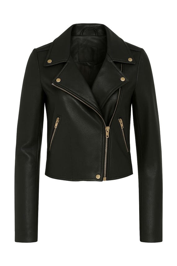 Womens 100% Lambskin Black Leather Jacket | Motorcycle Sheep Leather Jacket, Outfit Celebrity Movie Leather Jacket Personalize Gift BLACK