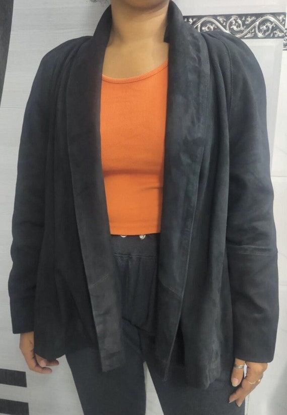 Black suede blazer womens online