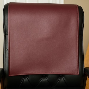 Genuine Lambskin Leather Recliner Chair HEADREST Cover, Furniture Protector, Loveseat Cover, Leather Plain Recliner SLIPCOVERS - Burgundy