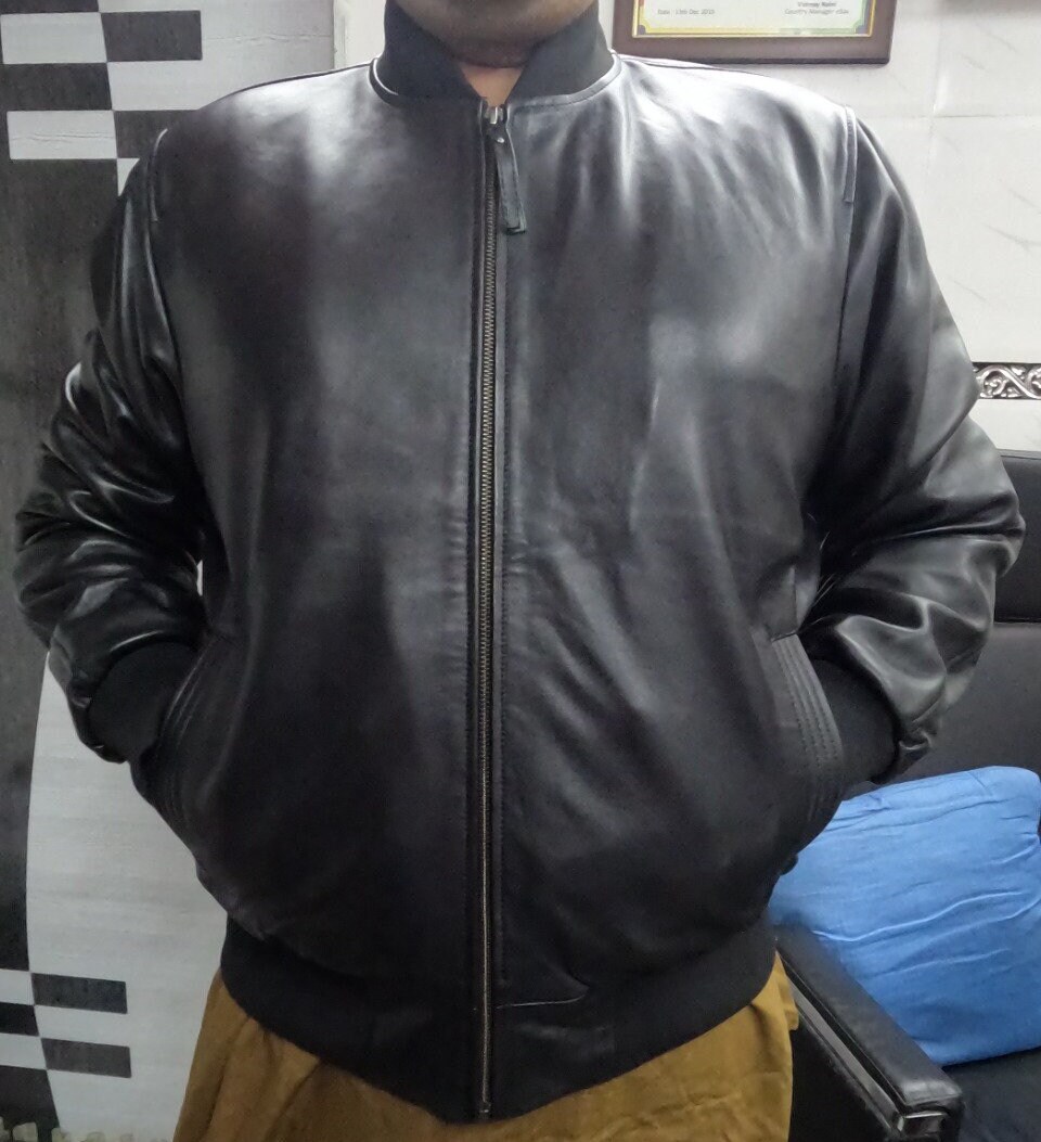 80s Vtg A-2 real leather bomber jacket P