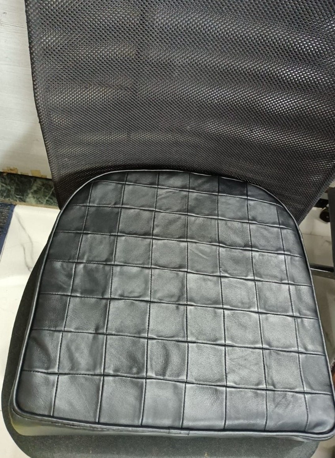 LEATHER SEAT CUSHION Black Leather Meditation Cushion Thickness 2 5cm