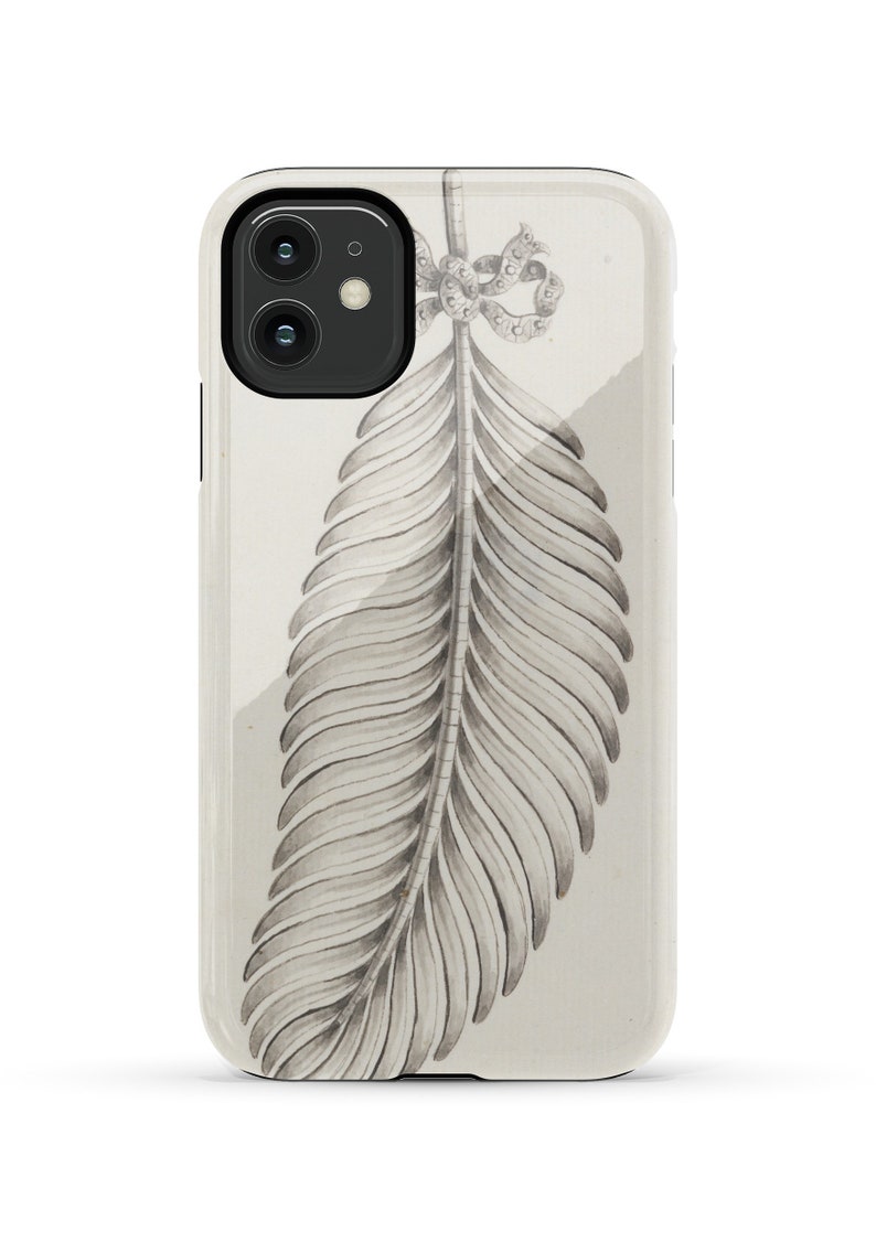Single White Feather Illustration on Tough Phone Cases iPhones 7, 8, X, 11, 12, 13, 14, 15 and Android Galaxy Multiple Sizes Available image 3