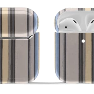 Lavender Grey Watercolor Stripes Airpods Case Cover for 1st and 2nd Gen Original or Pro | Modern Vintage Accessory | Circle Keyring Included