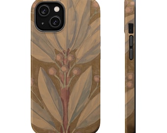 Closeup de flor terrosa | Pintura vintage em capa resistente MagSafe para iPhones 12, 13, 14, 15, 16, 17 (Mini, Pro, Pro Max, Plus, Air)