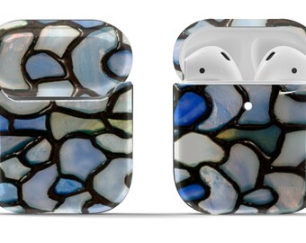 Stained Glass Lavender and Black Print on Airpods Case Cover | Modern Vintage Accessory | Circle Keyring Included