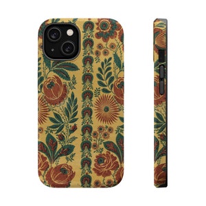 Retro Florals | 70s Boho Hippie Design Printed on MagSafe Tough iPhone Case for iPhones 12, 13, 14, 15, 16 (Mini, Pro, Pro Max, Plus)