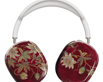 White Passionflower AirPods Max Cover - Vintage Modern Floral Design Headphones | Unique AirPods Max Case  | Elegant Audio Gear
