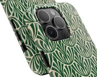 Stunning Green Art Deco Pattern Tough Case iPhone 7, 8, X, 11, 12, 13, 14, 15, 16, 17, Pixel 6, 7, 8, 9, + Android Galaxy Multiple Sizes