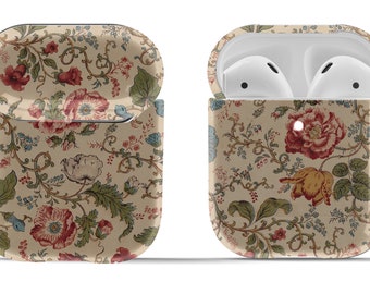 Sweet Vintage Garden Floral Cover for 1st or 2nd Gen Airpods Case | Airpod Case | Hard Cover for Original or Pro | Circle Keyring Included