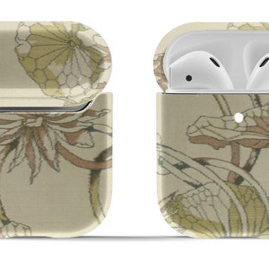 Retro Textile Printed on Airpods Case Cover for 1st and 2nd Gen Original or Pro | Modern Vintage Accessory | Circle Keyring Included