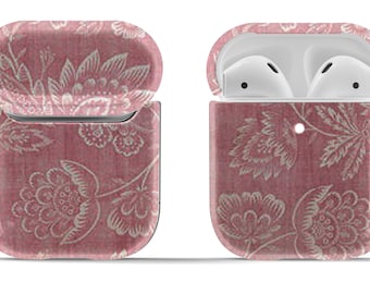 Gentle Faded Pink Vintage Floral  Airpod Case | Hard Cover for Original or Pro | Modern Vintage Accessory | Circle Keyring Included