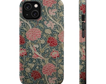 Perfectly Chic Pink Flower Forest Print MagSafe Tough iPhone Case iPhones 12, 13, 14, 15, 16, 17 (Mini, Pro, Pro Max, Plus, Air)