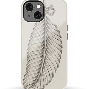 Single White Feather Illustration on Tough Phone Cases iPhones 7, 8, X, 11, 12, 13, 14, 15 and Android Galaxy Multiple Sizes Available image 6