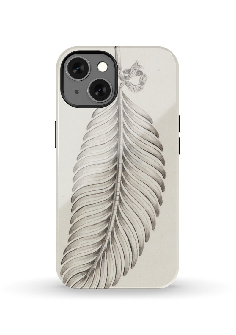 Single White Feather Illustration on Tough Phone Cases iPhones 7, 8, X, 11, 12, 13, 14, 15 and Android Galaxy Multiple Sizes Available image 6